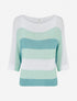 Pull ample à rayures et manches 3/4 - Bleu lagon - 1