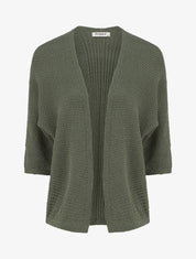 Gilet droit ouvert en maille - Kaki - 1