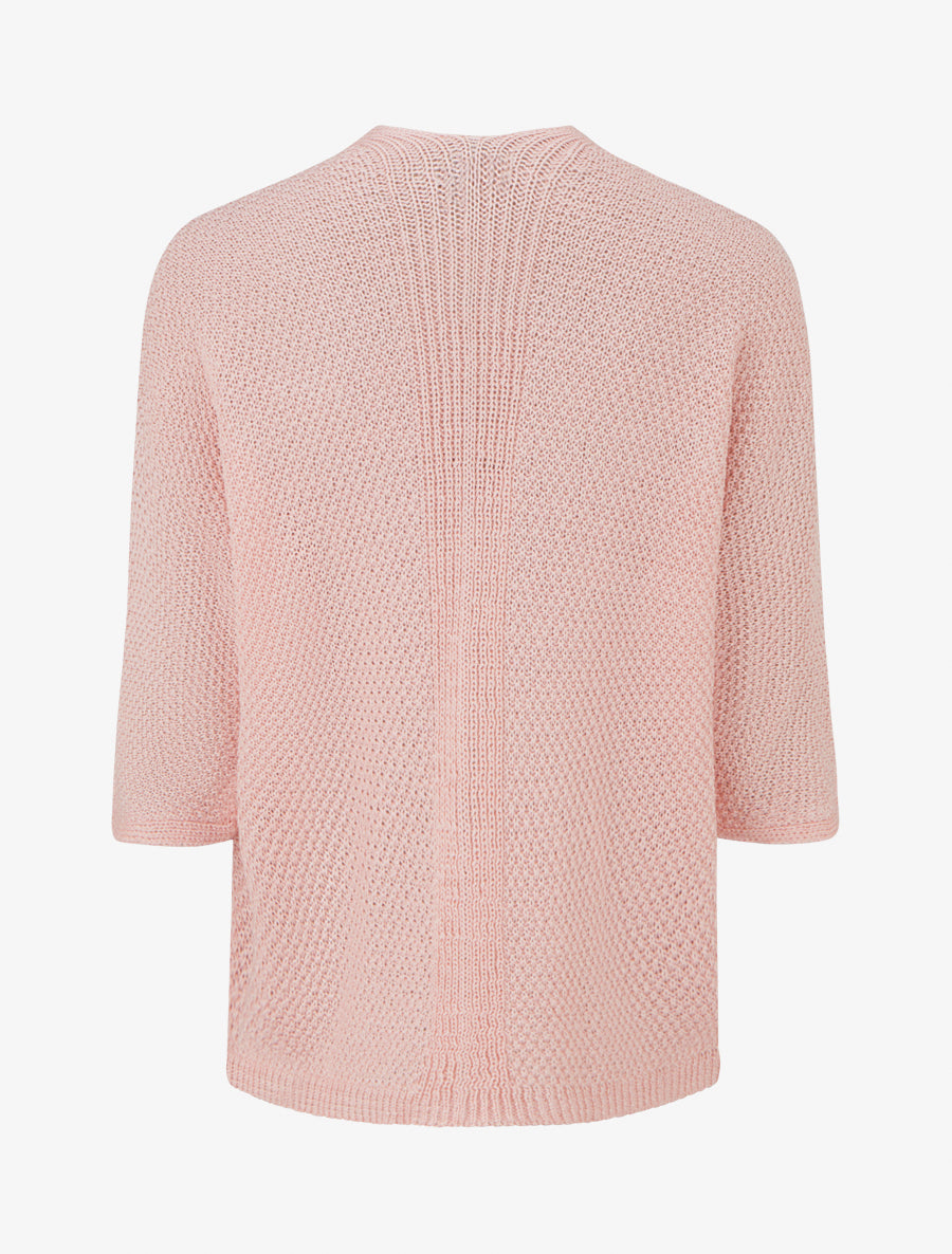 Gilet droit ouvert en maille - Rose - 2