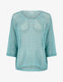 Pull uni ajouré à manches courtes - Turquoise - 1