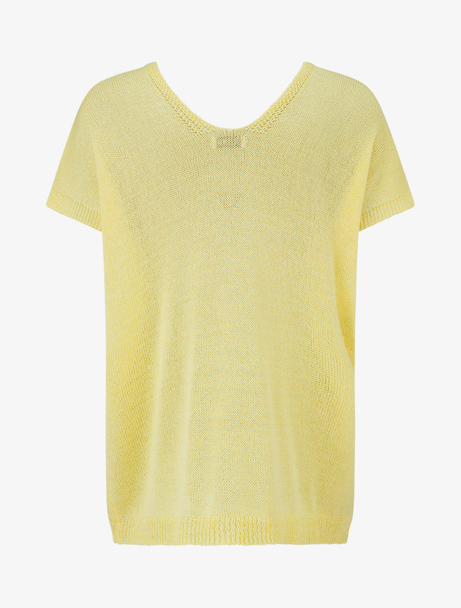 Top droit en maille à manches courtes - Jaune - 2