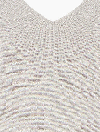 Pull fin irisé à manches 3/4 - Beige - 3