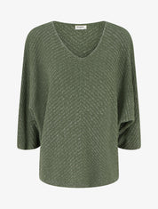 Pull fin irisé à manches 3/4 - Kaki - 1