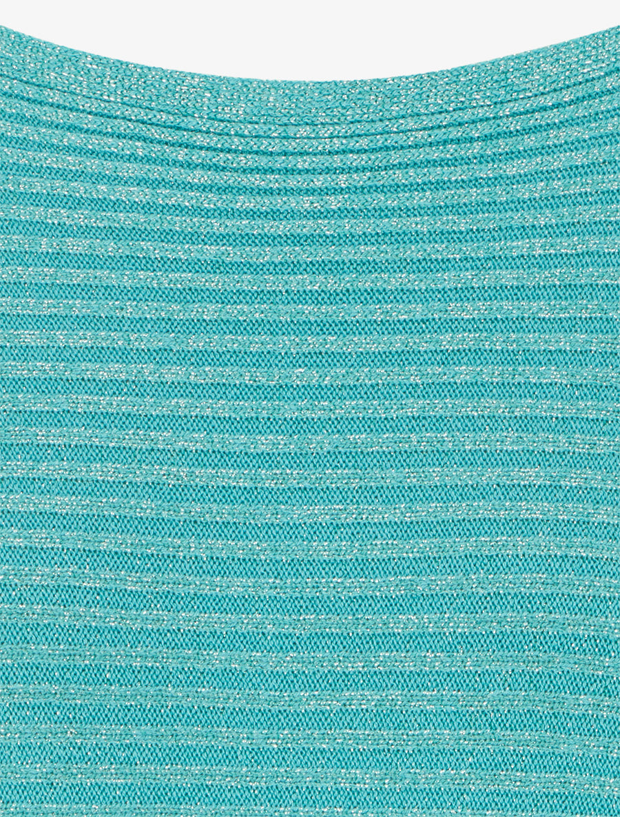 Pull fin irisé à manches longues chauves-souris - Turquoise - 3