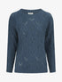 Pull ajouré en maille fantaisie - Bleu charrette - 1