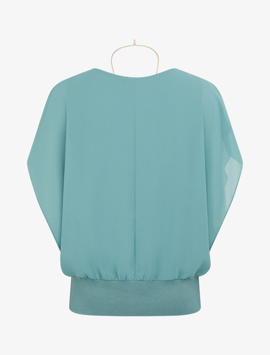 Top boule uni à manches courtes - Vert d&