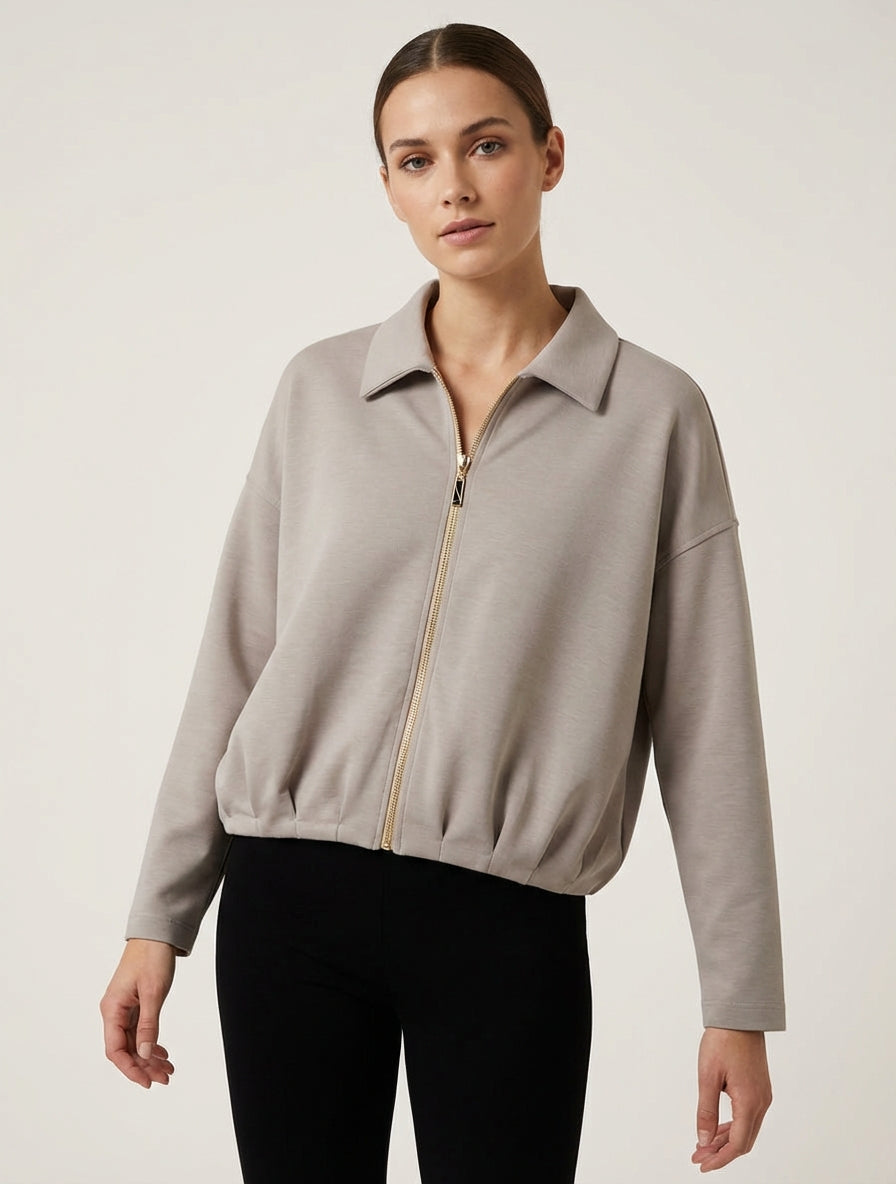 Veste bomber à bords froncés - Taupe