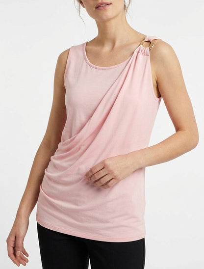 Top drapé à bretelle bijou - Rose