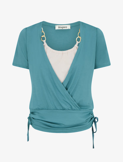 Top effet superposé à chaînes - Turquoise - 1