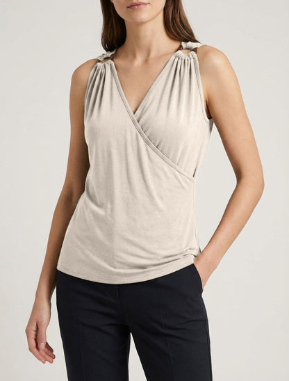 Top ajusté à bretelles à anneaux - Beige
