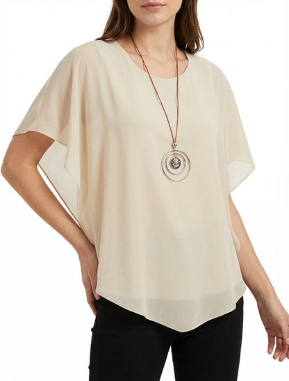 Top fluide voile asymétrique - Beige