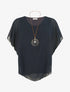 Top droit fluide en voile - Marine - 1