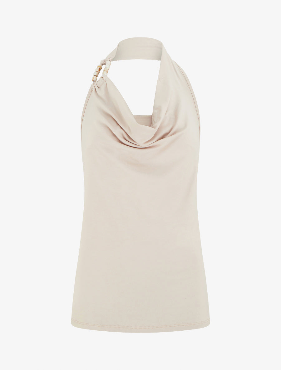 Top dos nu à perles - Beige - 1
