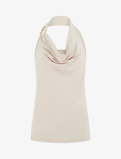 Top dos nu à perles - Beige - 1