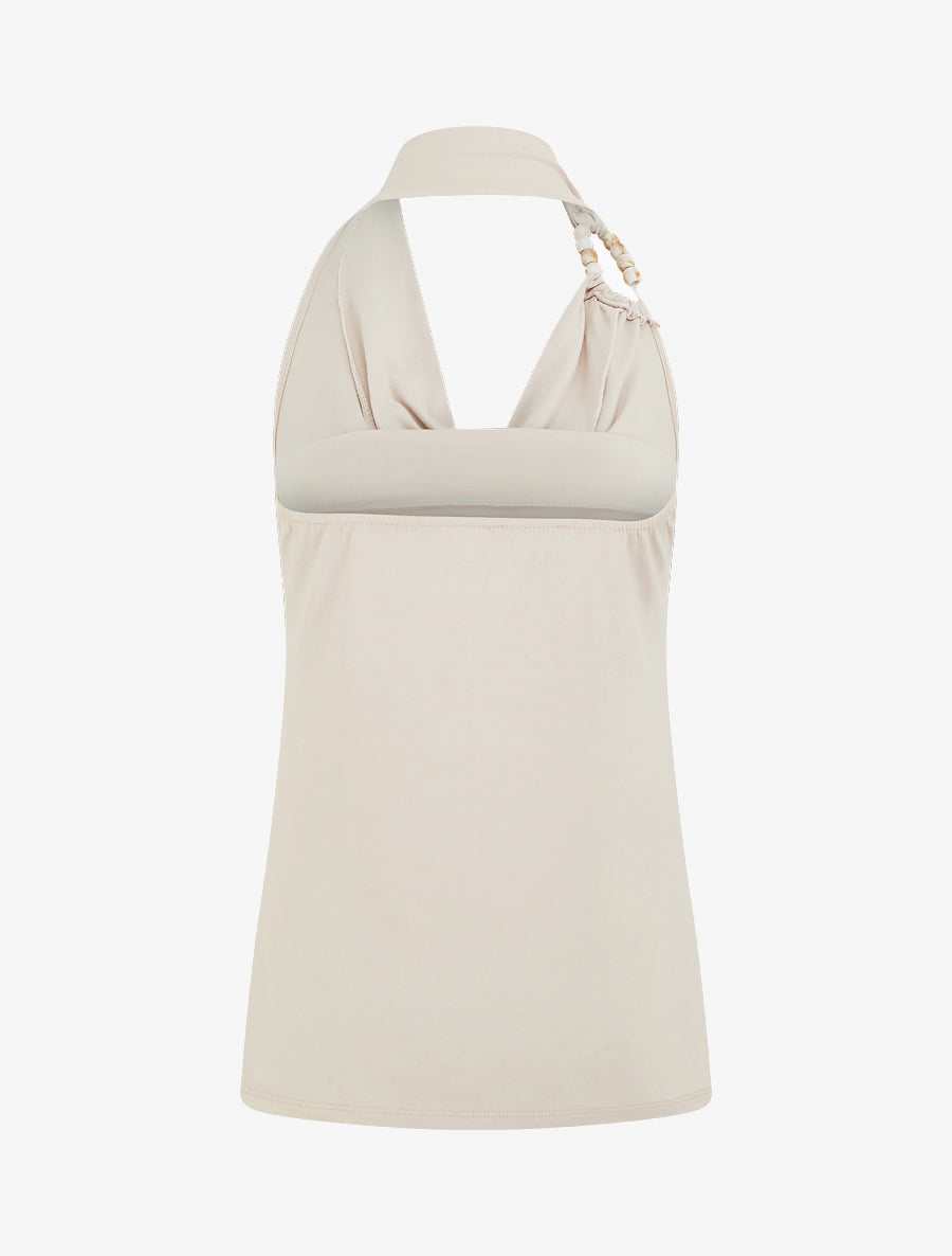 Top dos nu à perles - Beige - 2