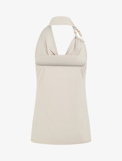 Top dos nu à perles - Beige - 2