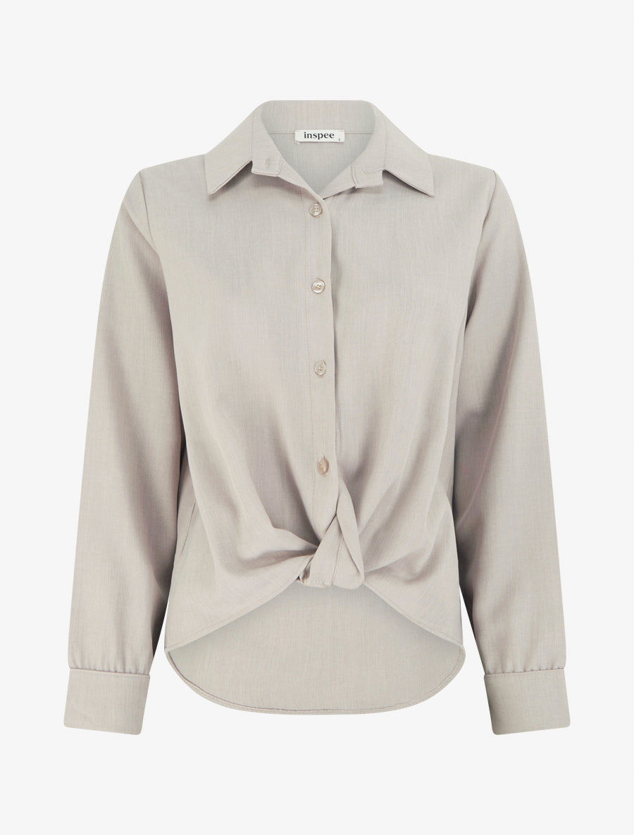 Chemisier asymétrique col à pied - Taupe