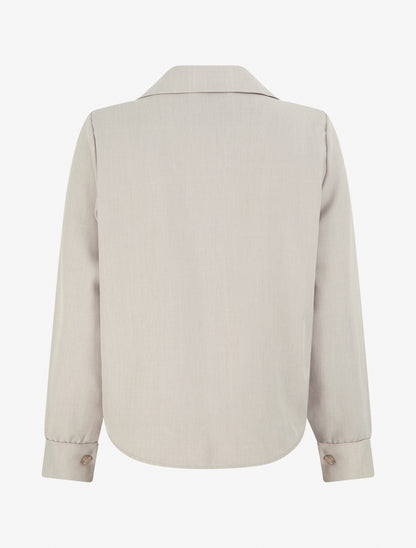 Chemisier asymétrique col à pied - Taupe
