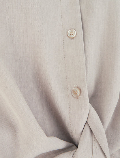 Chemisier asymétrique col à pied - Taupe