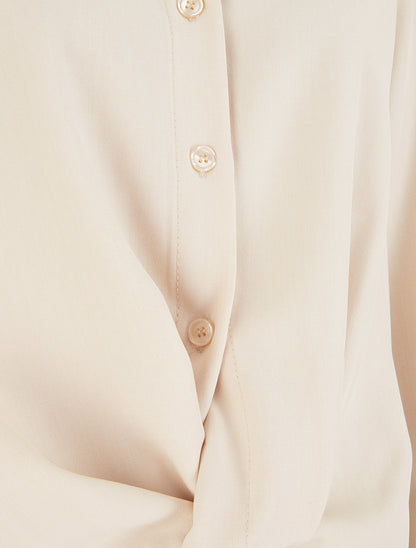 Chemisier noué asymétrique - Beige - 3