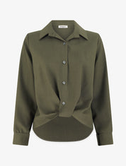 Chemisier noué asymétrique - Kaki - 1