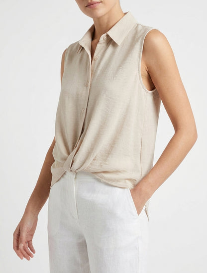 Top fluide avant noué - Beige