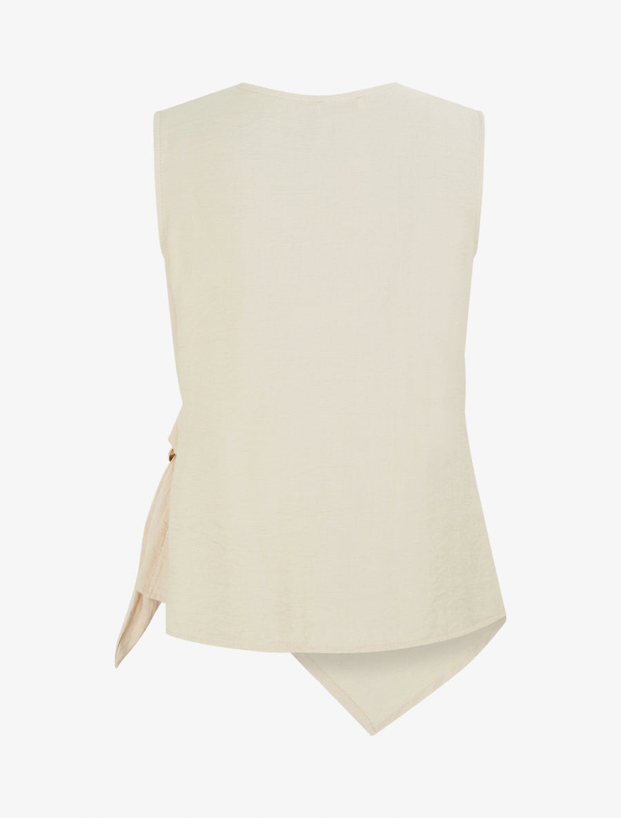 Top croisé à empiècement bijou - Beige - 2