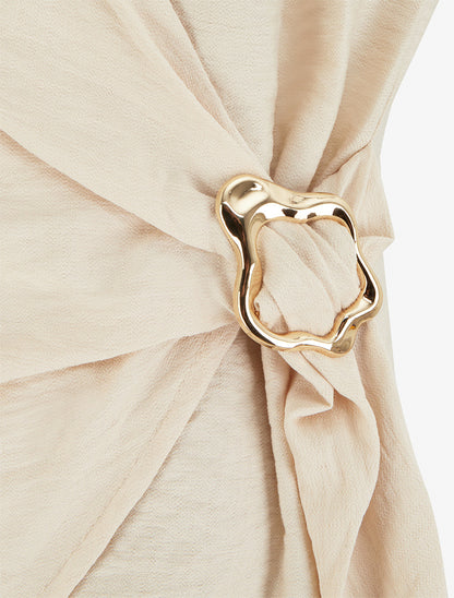 Top croisé à empiècement bijou - Beige - 3