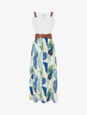 Robe imprimé fantaisie à bretelles en simili - Marine - 1