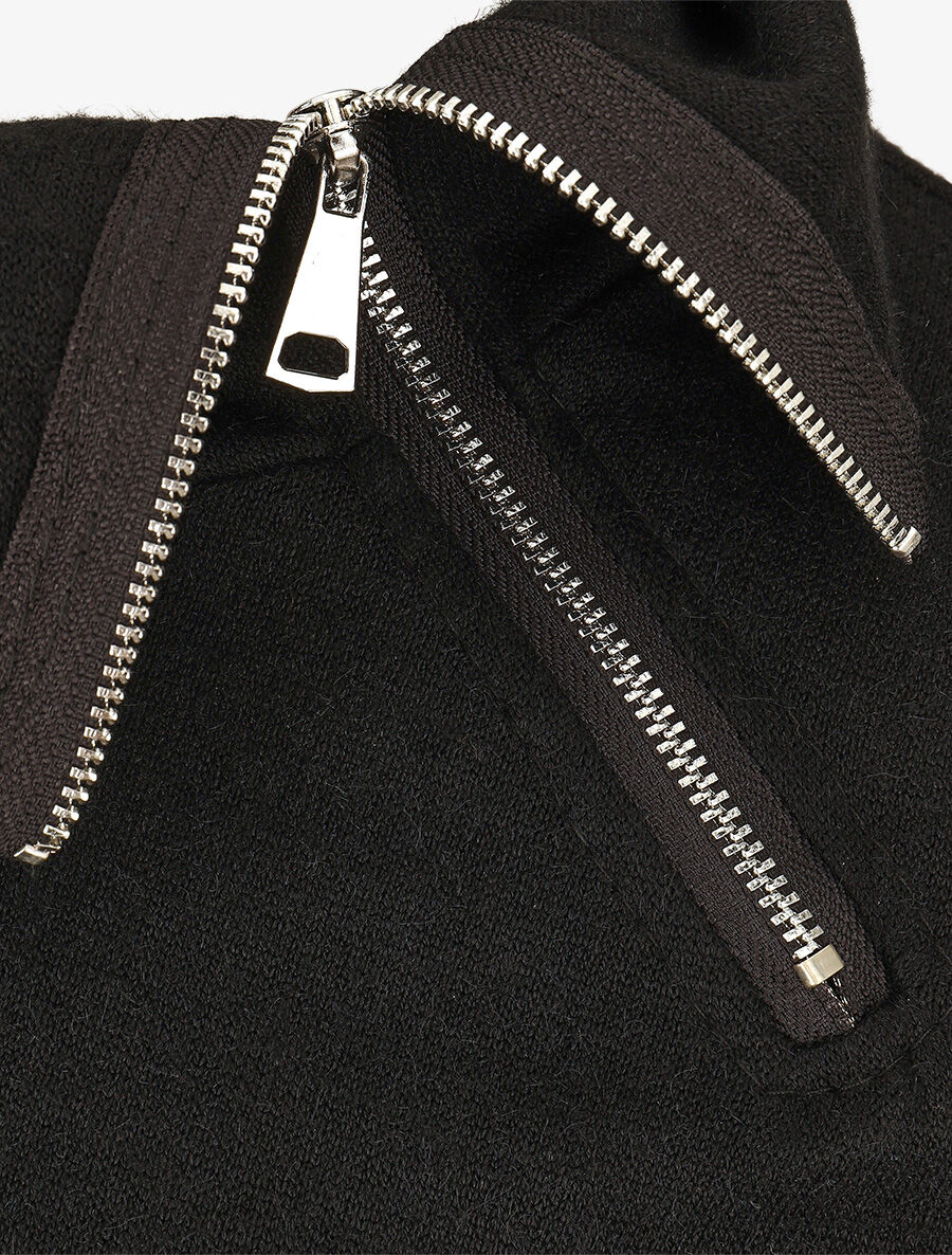 Pull fin à col montant zippé - Noir - 3