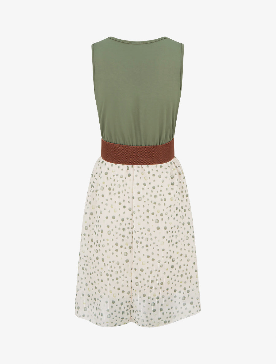 Robe coupe évasée imprimé pois fantaisies - Kaki - 2