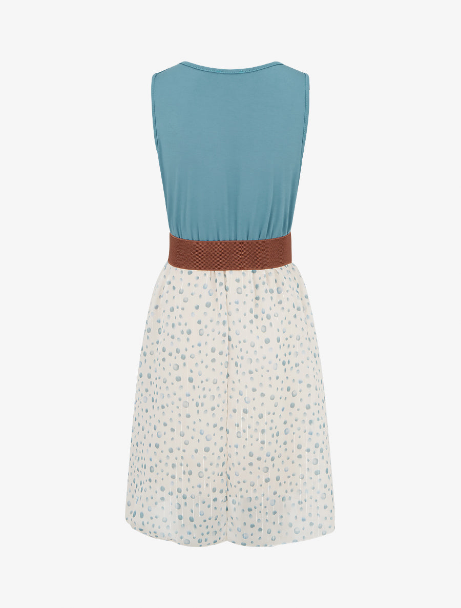 Robe coupe évasée imprimé pois fantaisies - Bleu clair - 2