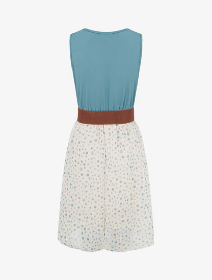 Robe coupe évasée imprimé pois fantaisies - Bleu clair - 2