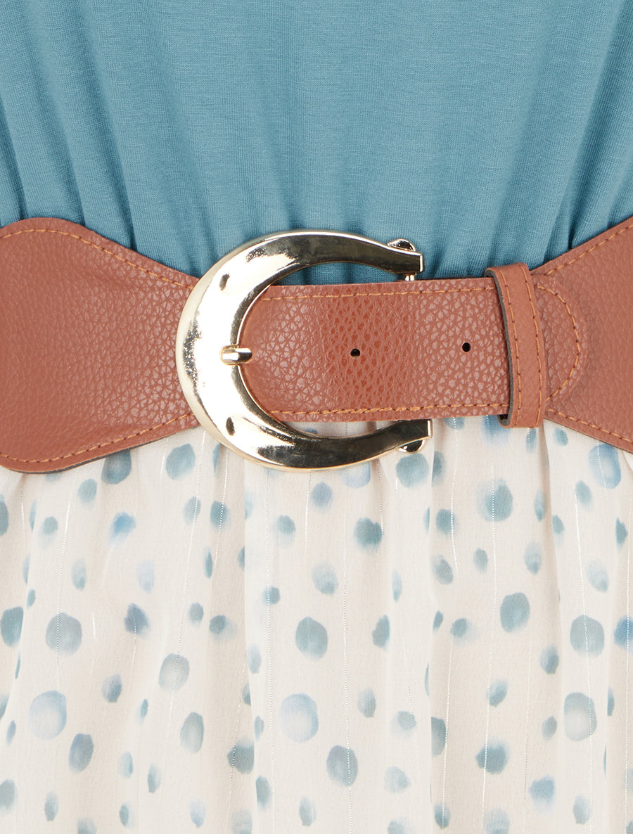 Robe coupe évasée imprimé pois fantaisies - Bleu clair - 3