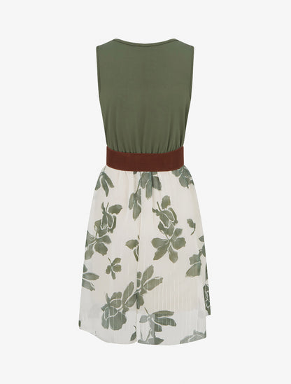 Robe coupe évasée imprimé floral - Kaki - 2