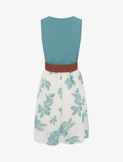 Robe coupe évasée imprimé floral - Bleu clair - 2