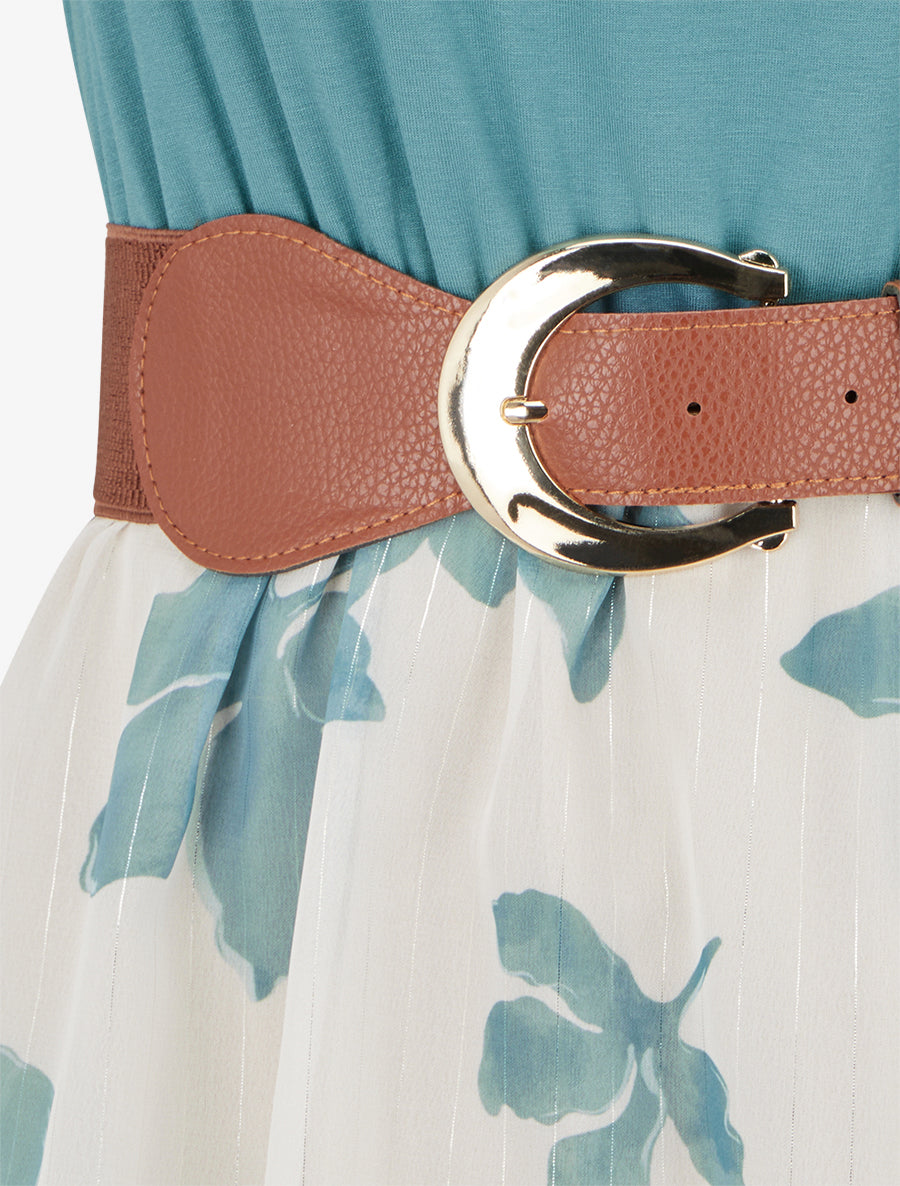 Robe coupe évasée imprimé floral - Bleu clair - 3