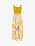 Robe imprimé fantaisie à bretelles en crochet - Jaune moutarde - 1