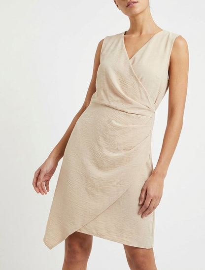 Robe portefeuille taille drapée - Beige