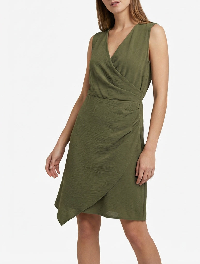 Robe portefeuille cache-cœur - Kaki