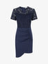 Robe ajustée à manches courtes et dentelle - Marine - 1