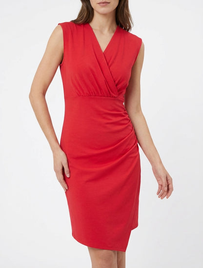 Robe ajustée cache-cœur drapée - Rouge