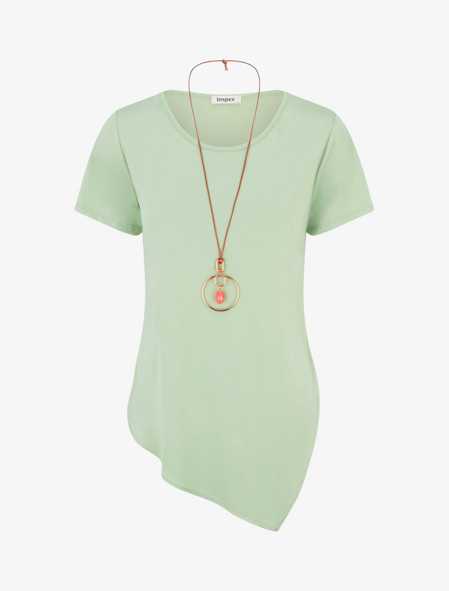 Top manches courtes à bords asymétriques - Vert d&