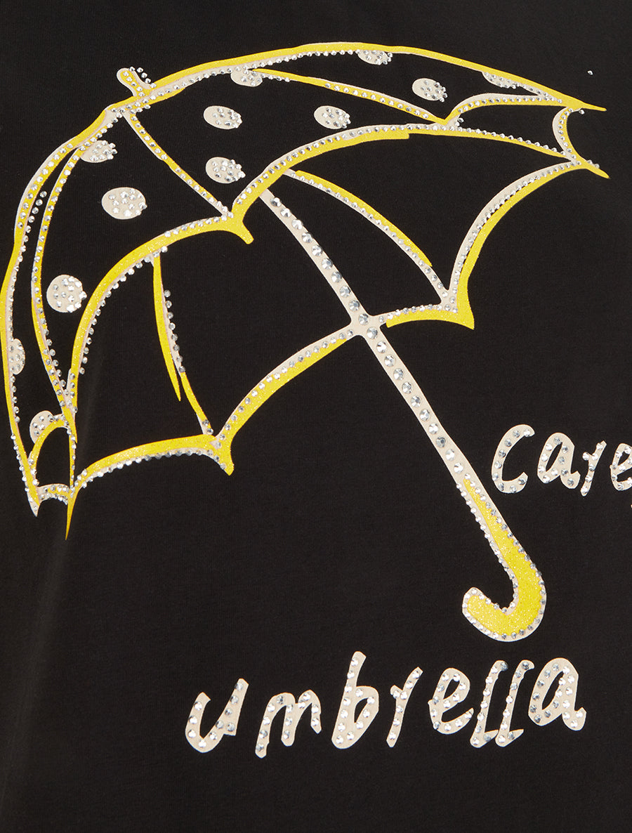 T-shirt à strass motif parapluie - Noir - 3