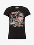 T-shirt floqué à strass et perles - Noir - 1
