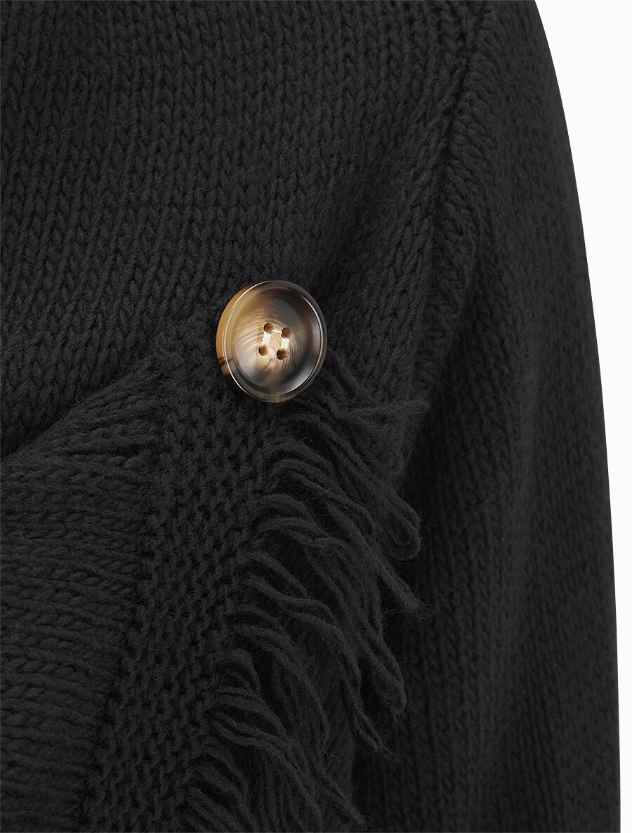 Gilet à pans asymétriques frangés - Noir - 3