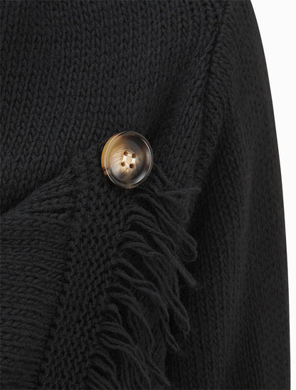 Gilet à pans asymétriques frangés - Noir - 3