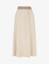 Jupe fluide longue à bande imprimé - Beige - 1