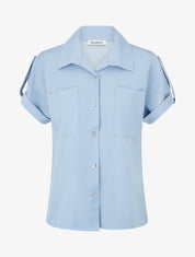 Chemise uni à poches - Bleu ciel - 1