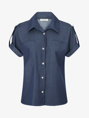 Chemise fluide manches courtes - Bleu brut